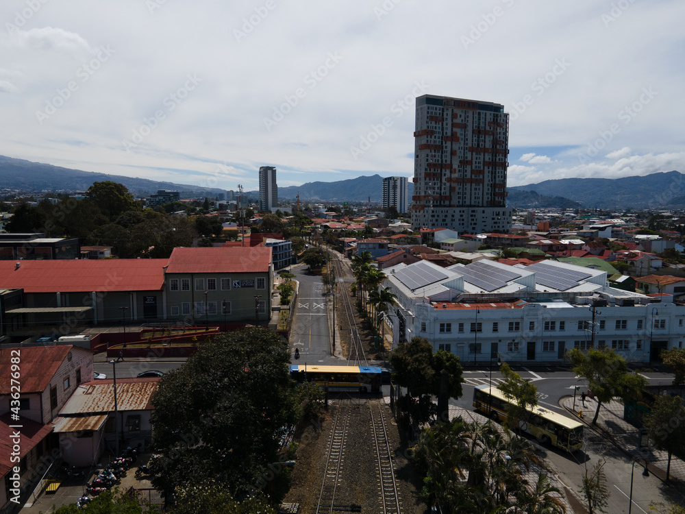 Beautiful aerial view of the San Jose Railroad Station in Costa Rica