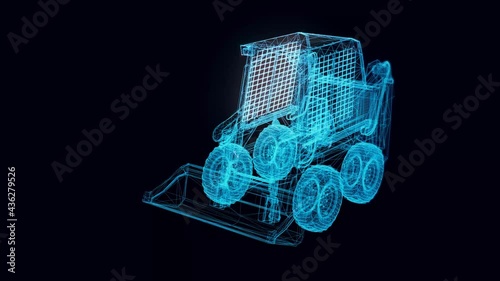 skid steer loader hologram Rotating. High quality 4k footage photo