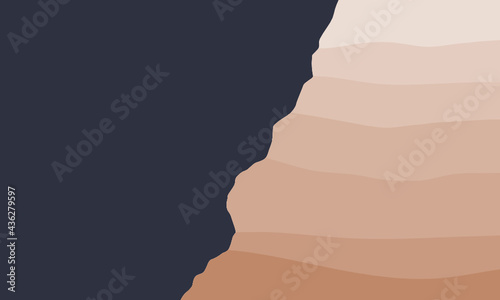 Layered sedimentary cliff. Rock slope.