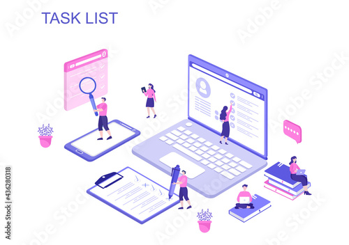 Task List Vector Illustration To Do list Time Management, Work Planning or Organization of Daily Goals. Landing Page Template