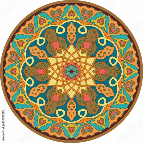 Vector round arabic muslim ornament. Islamic pattern, mosque arabesque and national turkish ornament