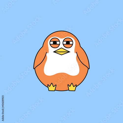 Fat bird sitting and with suspicious face