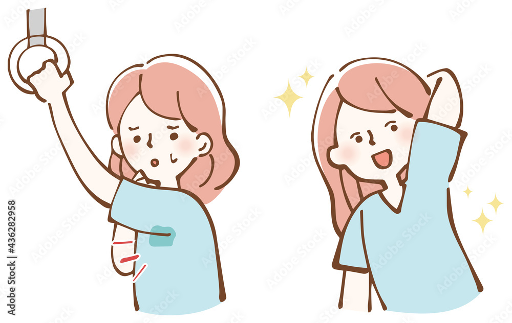 ワキの汗染み 電車 イラストセット ワキの汗染み 電車 イラストセット