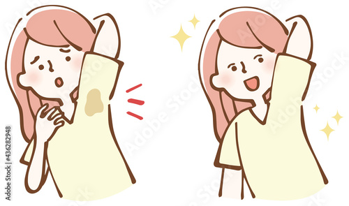 ワキの汗染み　イラストセット