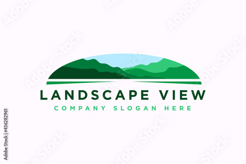 Landscape Hills logo design vector illustration. green Hill icon.usable for business and golf logo,isolated on white background