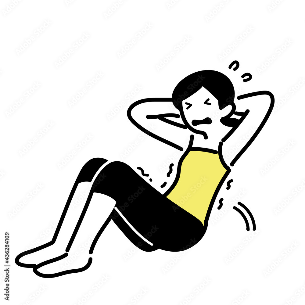 トレーナー インストラクター 腹筋して疲れる シンプルな 女性 Stock Vector Adobe Stock