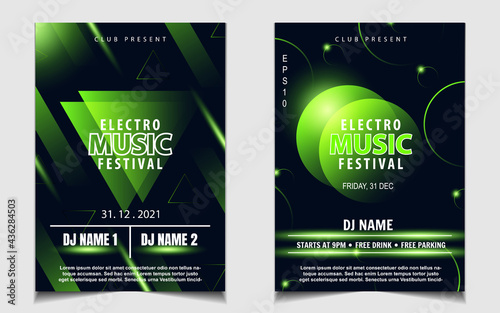 Night dance party music layout cover design template background with colorful dark blue glitters style. Light electro vector for music event concert disco, club invitation, festival poster, flyer