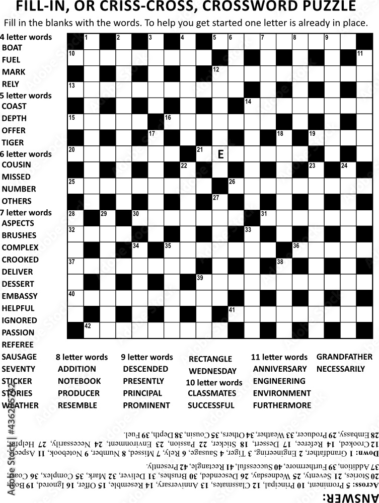 Vecteur Stock Crisscross (or fillin, else krisskross) crossword