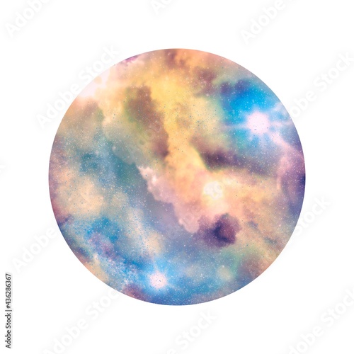 Abstract galaxy filled with stars in circle
