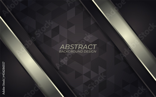 Abstract golden metallic line on a dark background. Luxury overlap direction design. Futuristic modern dark gray backdrop.