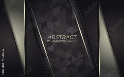 Abstract golden metallic line on a dark background. Luxury overlap direction design. Futuristic modern dark gray backdrop.