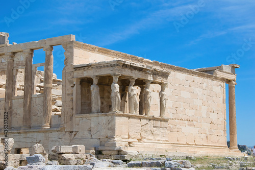 Karyatides statues, Erehtheio, on the Acropolis in Athens, Greece photo