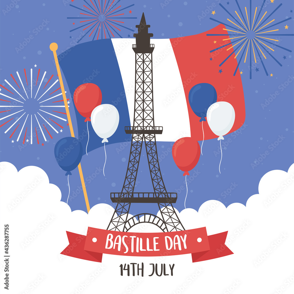 bastille day 14th July - obrazy, fototapety, plakaty 