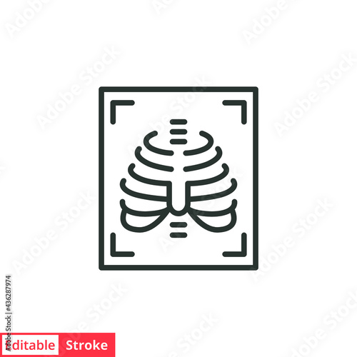 X-ray line icon. Simple outline style. Radiology, chest, scan, medical, skeleton, bone, technology, medical concept. Vector illustration isolated on white background. Thin line. Editable stroke EPS 10