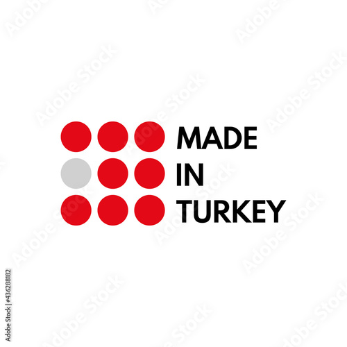made in turkey, vector logo with turkish flag painted circles