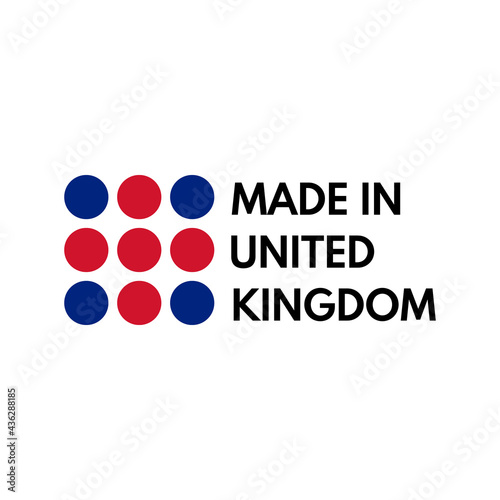 made in united kingdom, vector logo with british flag painted circles
