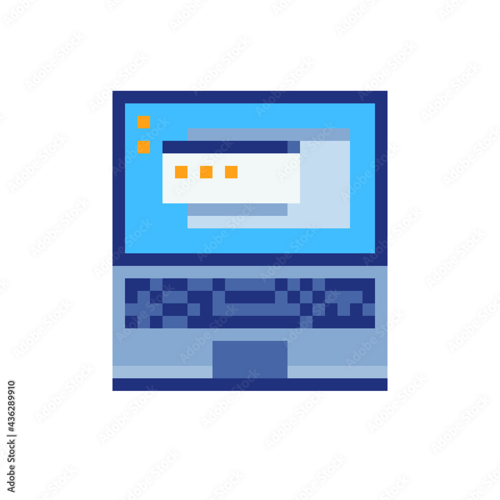 Laptop screen pixel art icons set. Design for logo, stickers, web ...