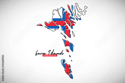 Happy national day of Faroe Islands. Creative national country map with Faroe Islands flag vector illustration