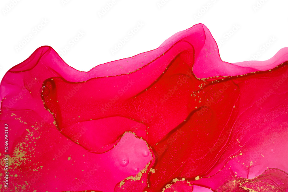 Fototapeta premium Red watercolor inks isolated on white background.