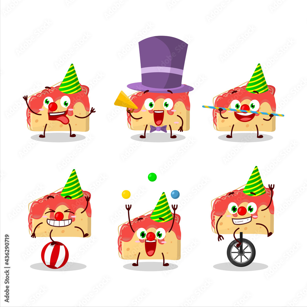 Cartoon character of strawberry sandwich with various circus shows Cartoon character of strawberry sandwich with various circus shows