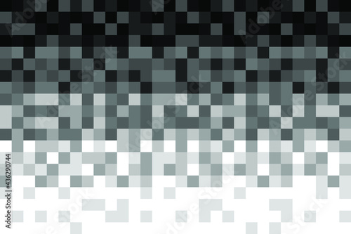 Fading pixel pattern background. Black and white pixel background. Vector illustration.