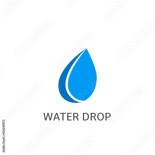 Blue water drop vector icon flat design