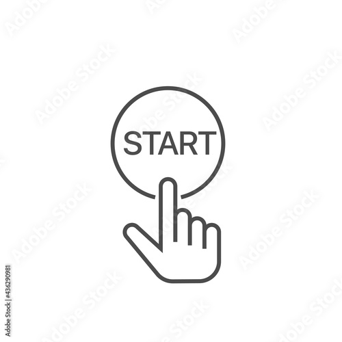 Finger pressing start button outline icon Hand pushing button