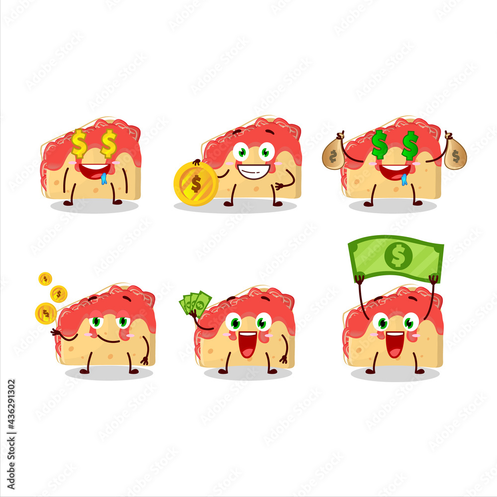 Fototapeta premium Strawberry sandwich cartoon character with cute emoticon bring money