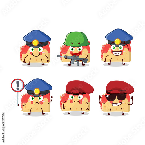 A dedicated Police officer of strawberry sandwich mascot design style