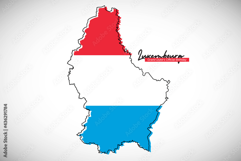 Fototapeta premium Happy national day of Luxembourg. Creative national country map with Luxembourg flag vector illustration