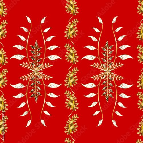 Seamless pattern with interesting doodles on colorfil background. Vector illustration.
