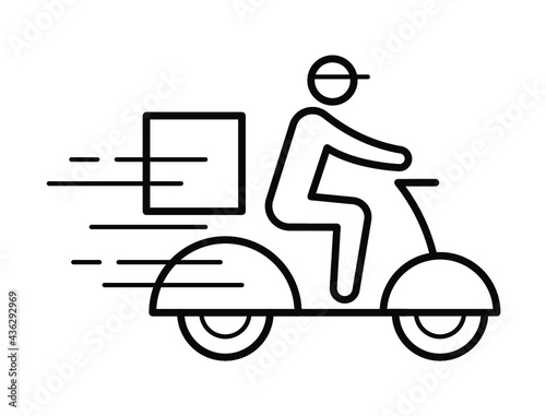 Shipping fast delivery man riding motorcycle icon symbol  Pictogram flat design for apps and websites  Track and trace processing status  Isolated on white background  Vector illustration