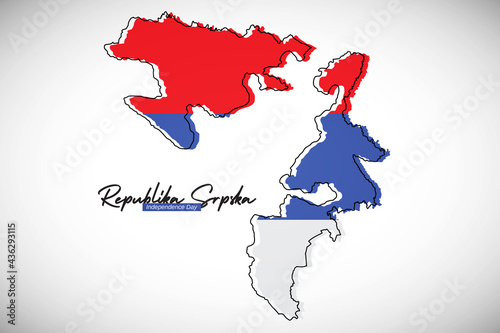 Happy republic day of Republika Srpska. Creative national country map with Republika Srpska flag vector illustration