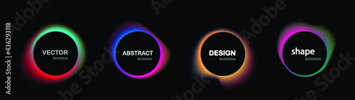 Set of isolated abstract aqua spot with gradient or dynamic color.Vector colorful neon templates. Circle shapes with vivid gradients. Fluid gradients for banners, Abstract liquid shape black, 3d.eps10