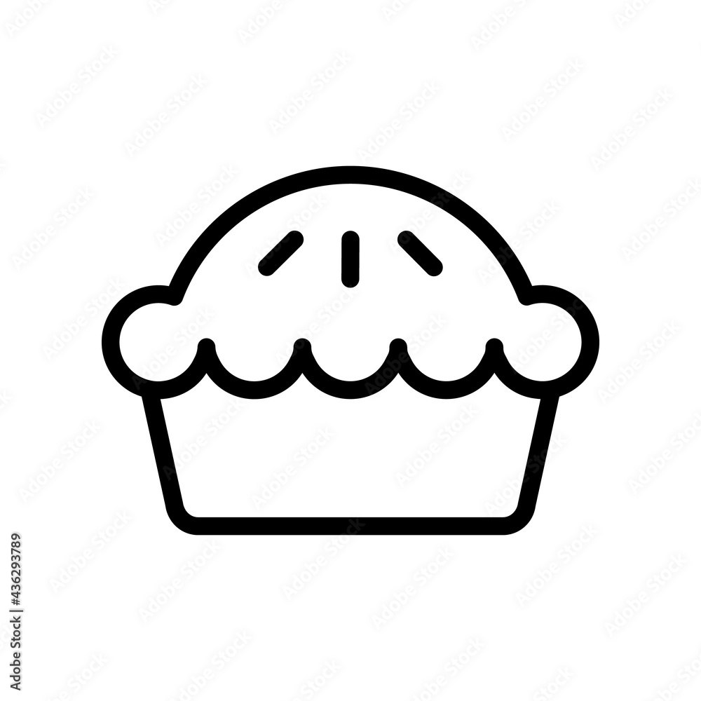 Pie Vector Icon in Outline Style. A pie is a baked dish usually made from a pastry dough casing filled with various sweet or savory ingredients. Vector illustration icon for app, website, or logo. Pie Vector Icon in Outline Style. A pie is a baked dish usually made from a pastry dough casing filled with various sweet or savory ingredients. Vector illustration icon for app, website, or logo.