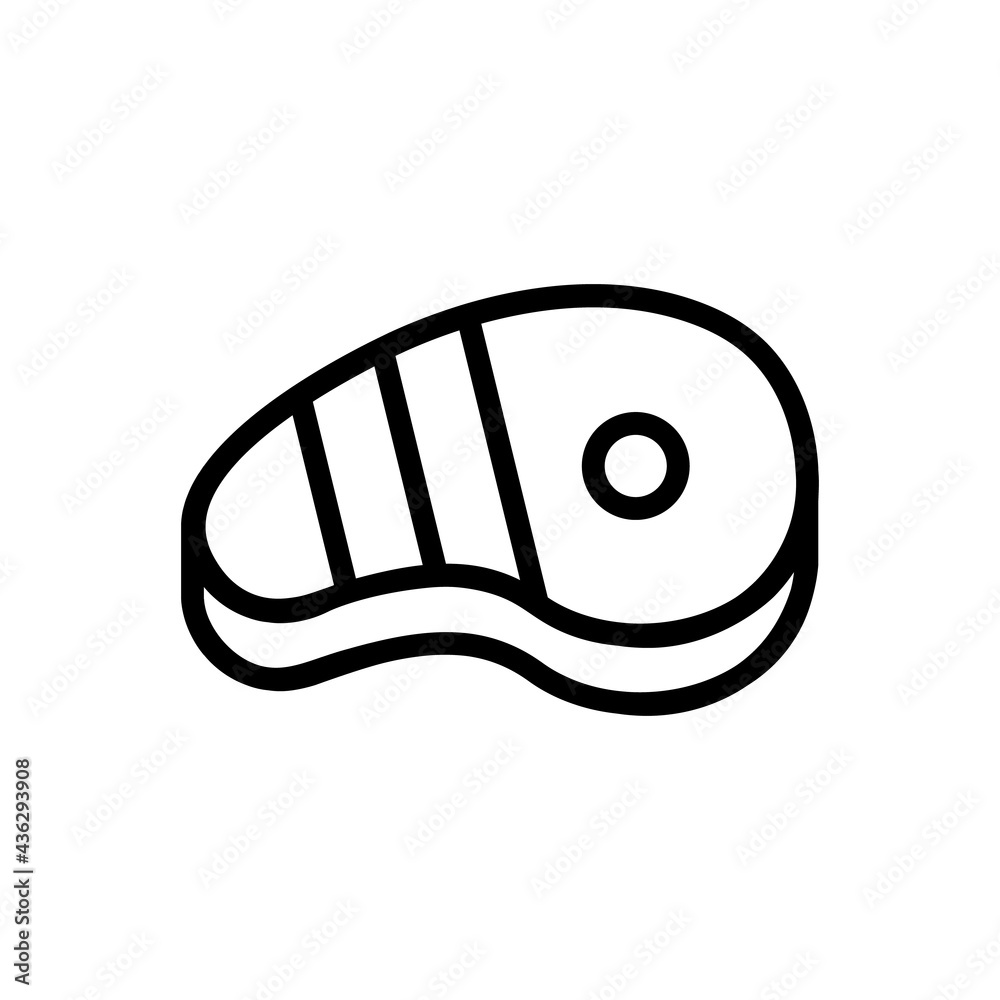 Steak Vector Icon in Outline Style. A steak is a meat generally sliced across the muscle fibers, potentially including a bone. It is normally grilled, though can also be pan-fried. Vector Icon. Steak Vector Icon in Outline Style. A steak is a meat generally sliced across the muscle fibers, potentially including a bone. It is normally grilled, though can also be pan-fried. Vector Icon.