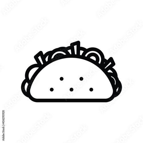 Taco Vector Icon in Outline Style. Vector illustration icon can be used for an app, website, or part of a logo.