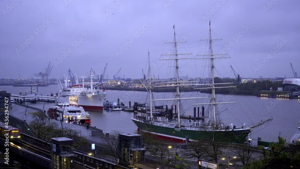 Beautiful port of Hamburg by night - travel photography Beautiful port of Hamburg by night - travel photography
