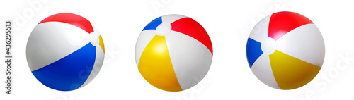 Summer beach ball isolated on white. Sea resort items.