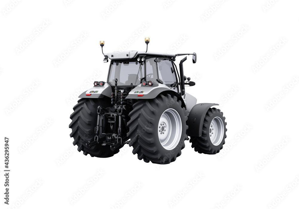 Obraz premium 3d rendering gray tractor isolated on white background no shadow