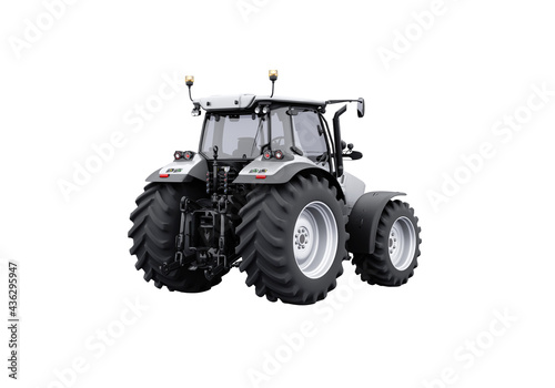 3d rendering gray tractor isolated on white background no shadow