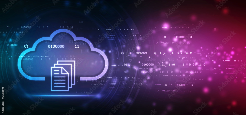 Cloud computing technology data storage concept, Digital Cloud computing Concept background. Cyber technology, internet data storage, database Concept