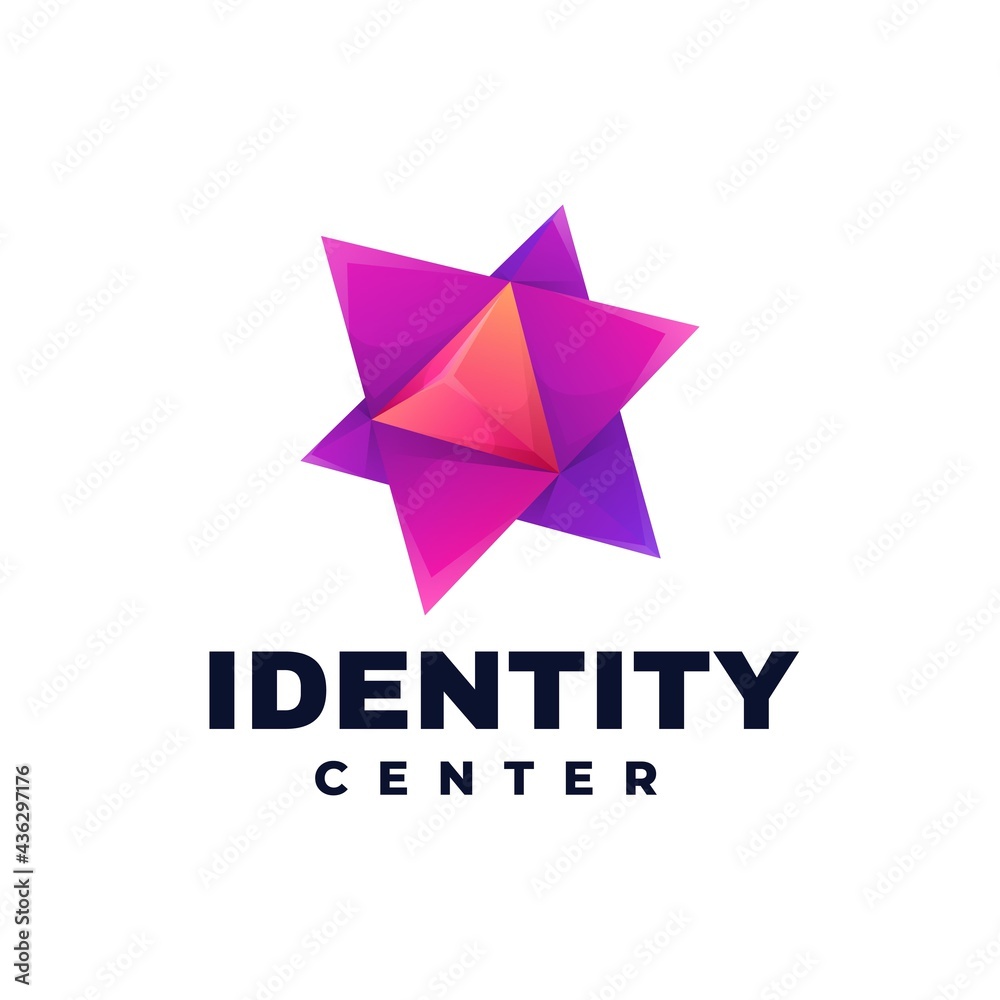 Vector Logo Illustration Identity Center Gradient Colorful Style.