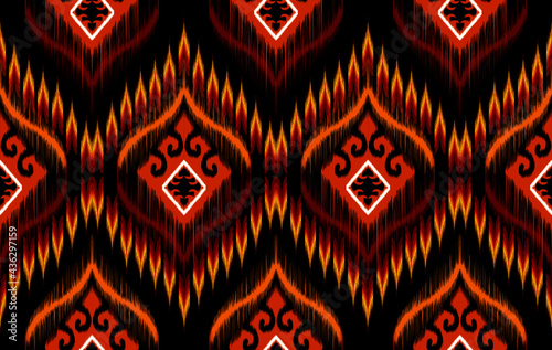 Ethnic Indian tribal ikat pattern necklace embroidery style. Geometric Aztec fabric carpet ornament chevron textile decoration. Neckline vector illustrations .