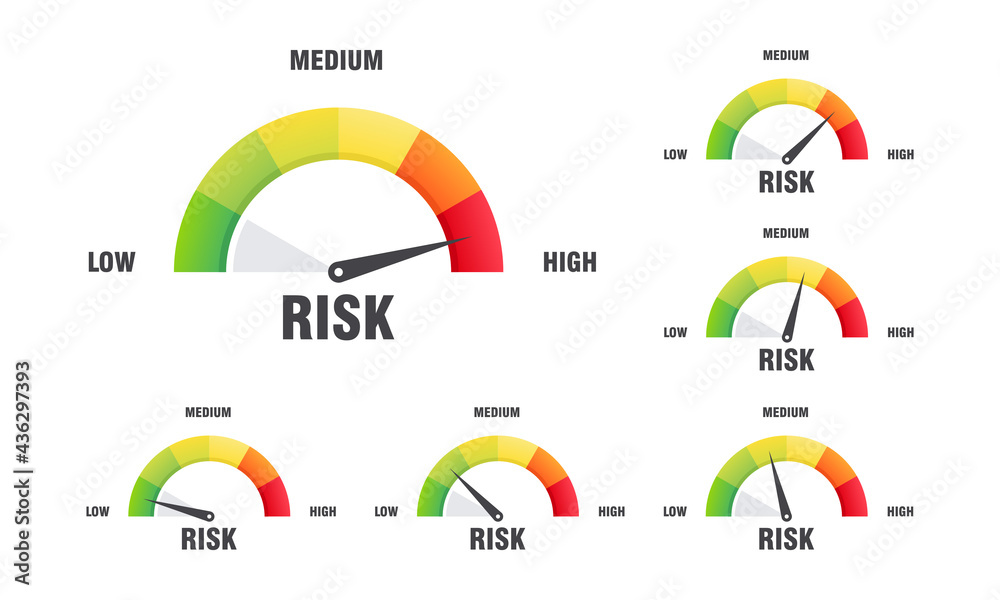 Set of High risk concept on speedometer vector illustration
