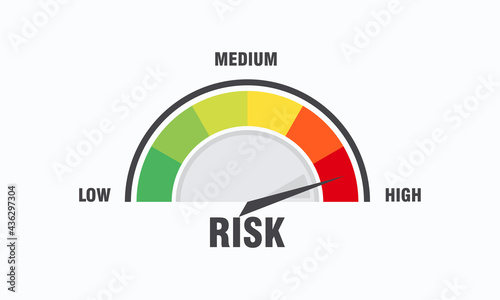 High risk concept on speedometer vector illustration, Speedometer icon. Colorful infographic gauge element vector photo