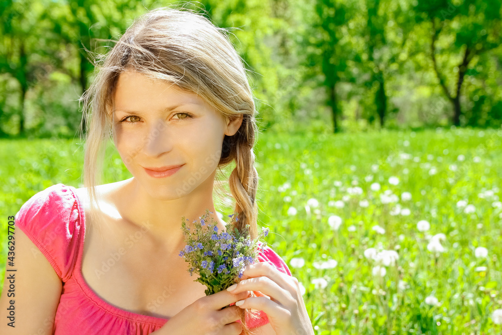 Happy pregnant woman on the nature in the park Happy pregnant woman on the nature in the park