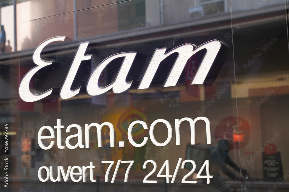 Etam logo text and brand sign of fashion shop clothes retail store for  women Stock Photo | Adobe Stock