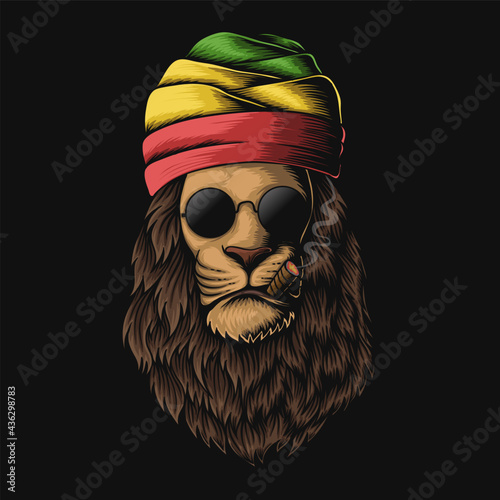 Rasta Lion head vector illustration