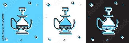 Set Hookah icon isolated on blue and white, black background. Vector